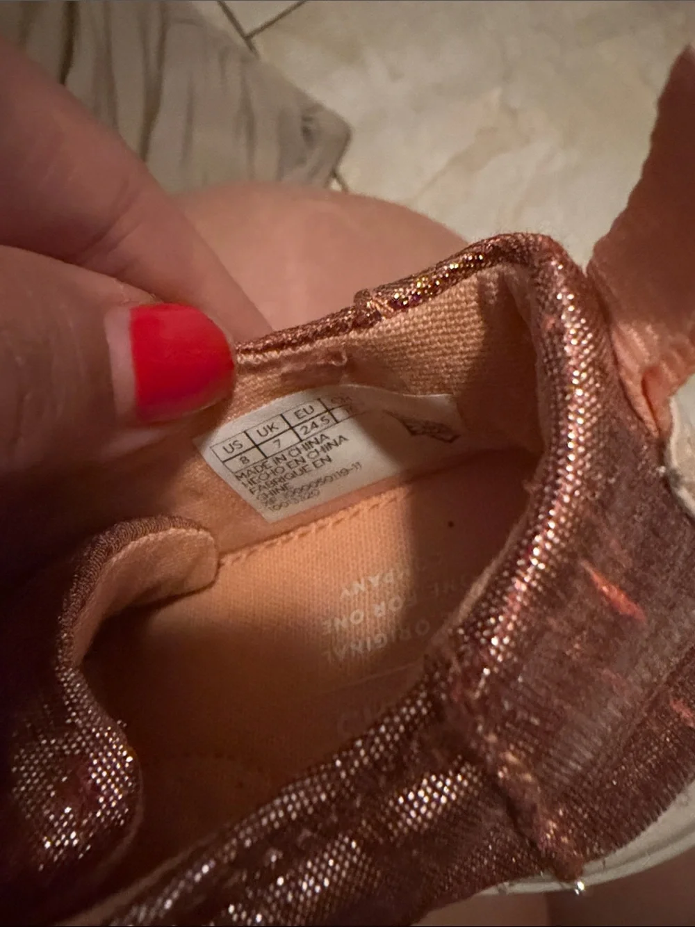 TOMS Kids Rose Gold Velcro Sneakers